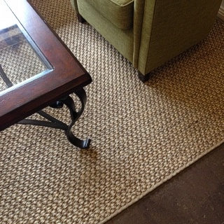 Custom River Rock Sisal Rug With Tan Overlocked Border